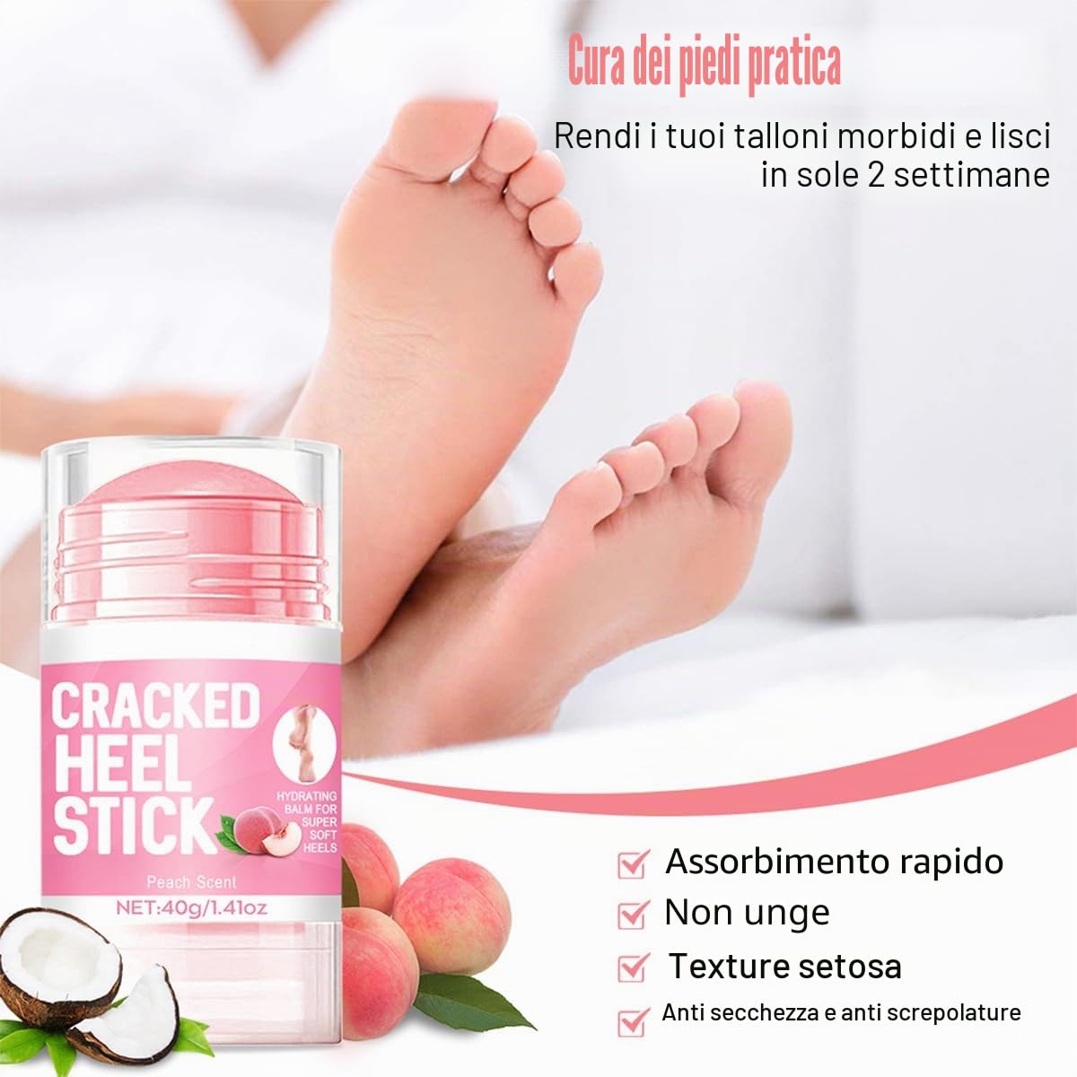 Baorder 2 pezzi Peach Scented and 60% Urea Foot Cream Set idratante Foot Cream, Repair Dry Skin, mani, talloni, gomiti e ginocchia, cura morbida e idratante per donne e uomini
