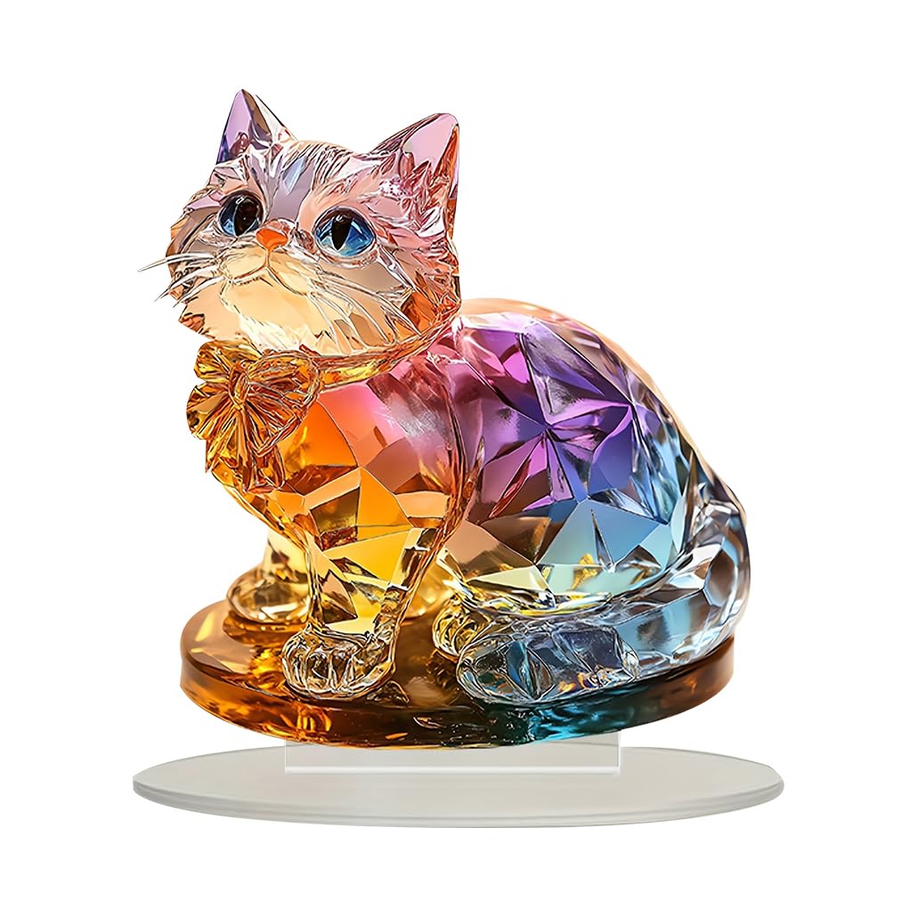 Simulation animal statue de chaton réaliste en acrylique, idée cadeau décoration pour bureau