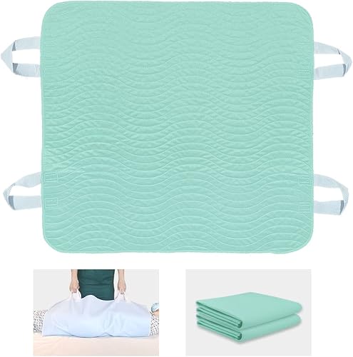 Paquete de 2 almohadillas de cama para incontinencia, lavables, reutilizables, impermeables, con 4 asas prácticas, almohadillas de cama para
