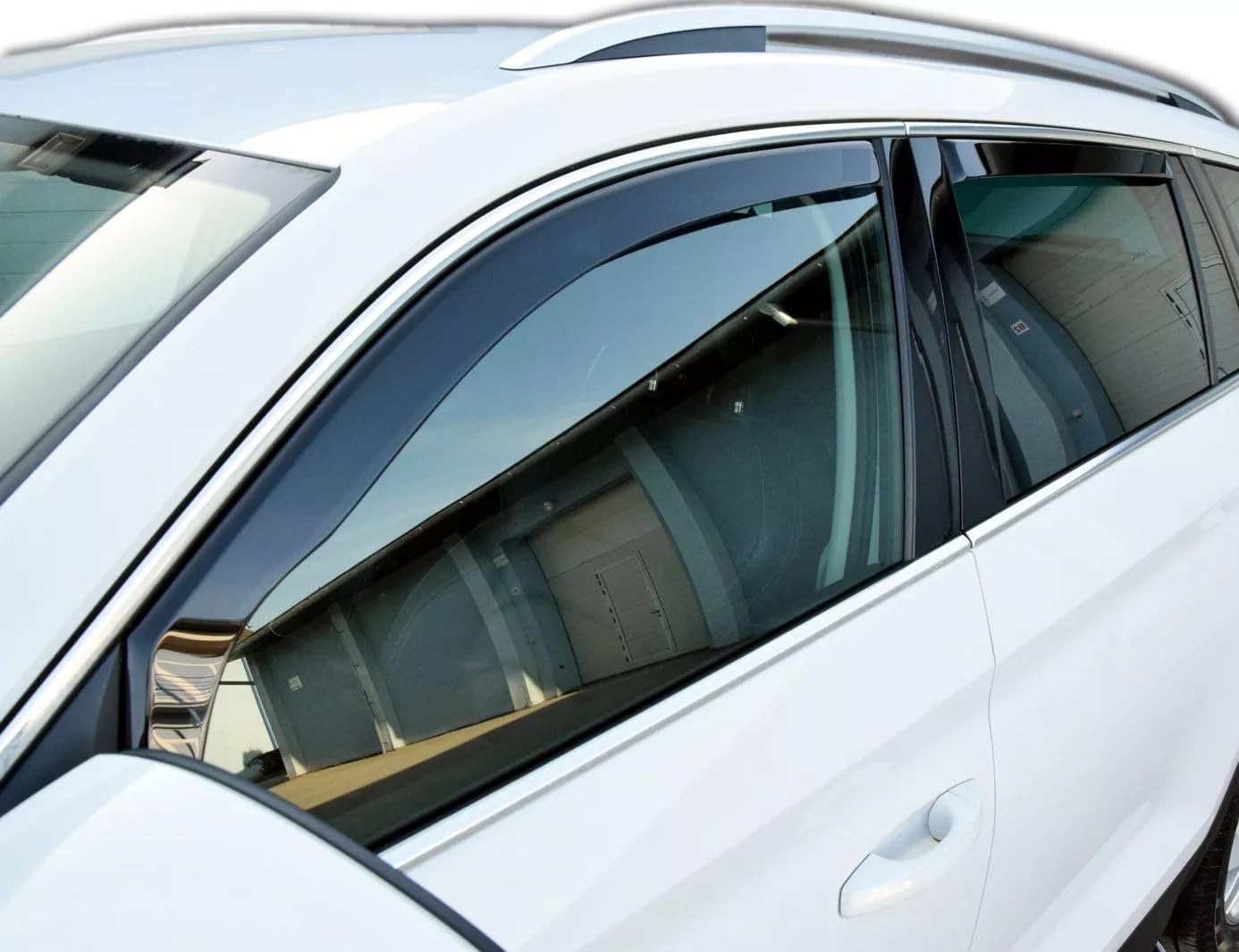 Kit 4 Deflettori Aria Nero Fumé Trasparento Antivento per Finestrini Laterali Anteriori e Posteriori Compatibile con Skoda Kodiaq 2 II 2024+
