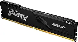 Memória Kingston Fury Beast, 4GB, DIMM 2666MHz, DDR4, CL16, 1,2V 1Rx8 228 Pinos KF426C16BB/4