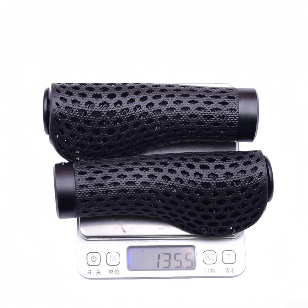 Manopole ergonomiche per manubrio di mountain bike, stampate in 3D, traspiranti, assorbenti, con anelli di bloccaggio, per barre di diametro 22,2 mm, confezione da 2, colore: nero