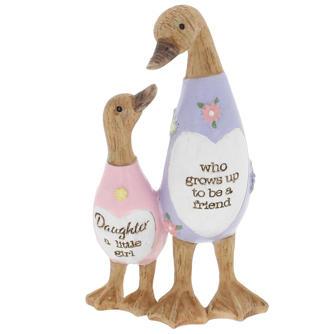 Shudehill Giftware Multicolour Daisy Message Cute Resin Wooden Look Duck Ornament - Mum, Nan, Friends, Family And More Sentimental Messages, Gift Ideas For Her (Mum/Daughter)