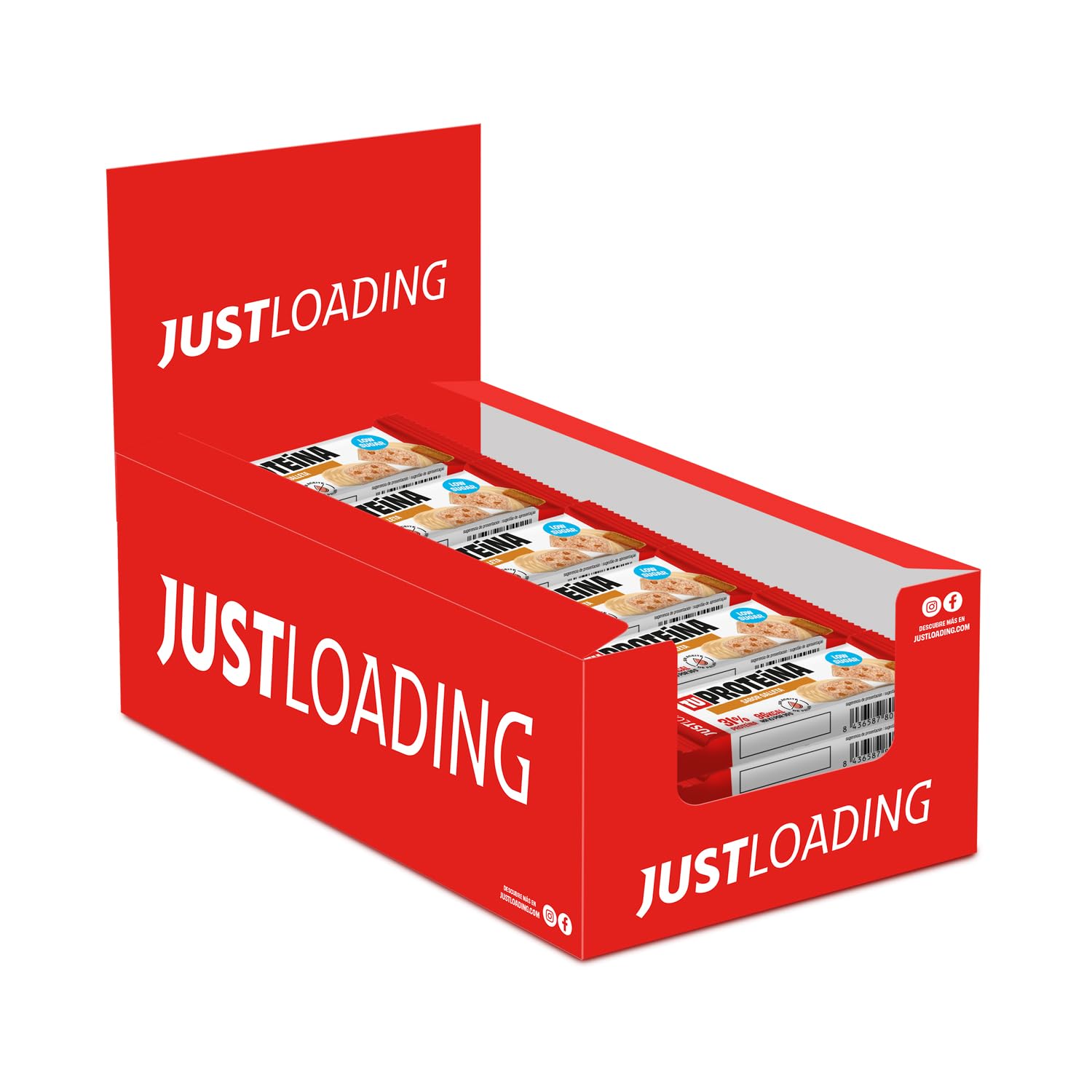 JustLoading Barrita 31% Proteína Sabor Galleta | Low Sugar | 30x35g | Baja en azúcares, sin aceite de palma ni conservantes. Con fibra, saciante y funcional. Recuperación muscular, snack diario.