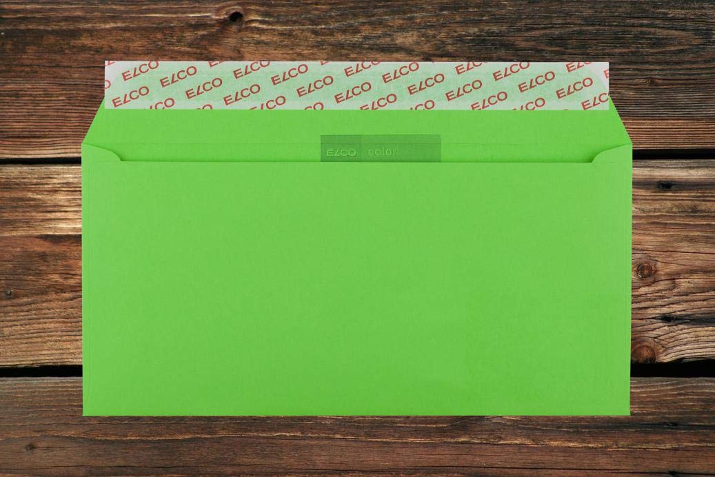 Leuchtend grüne Elco Color Briefumschläge mit Fenster (lasertauglich) / 114 x 229 mm (DL) / mit Abziehstreifen/haftklebend / 250 Stück
