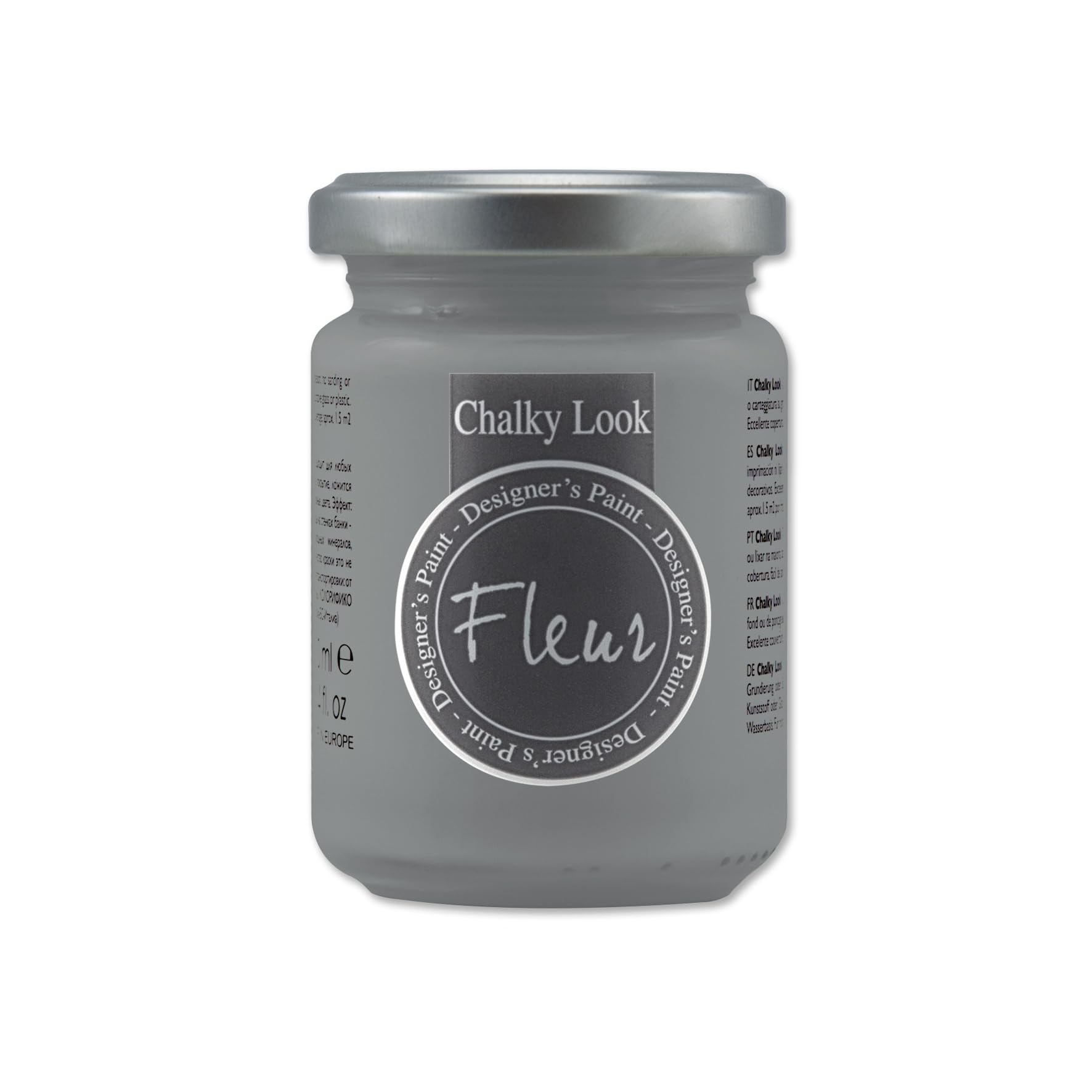 FLEUR DESIGNER'S PAINT | Pittura ad Acqua, Effetto Gesso Naturale, Extra Opaca, Fleur Chalky F75, Colore Smoky, Made in Italy, Formato da 130 ml