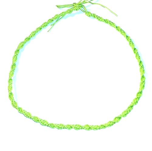 Lime Green Hemp Choker Necklace Adjustable Tie On for Men Women Teen Girls Handmade