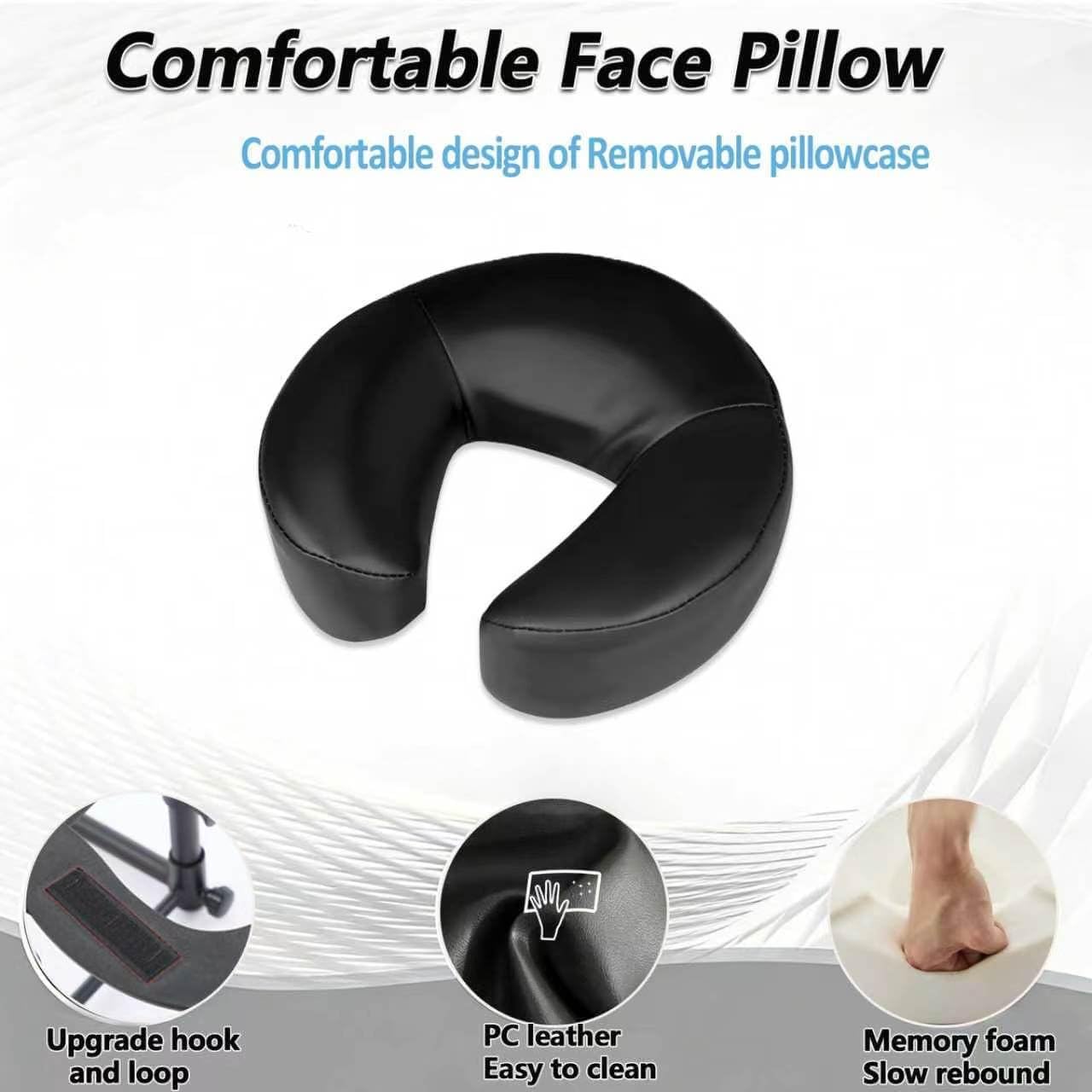 Massage Headrest for Bed,Adjustable Massage Face Cradle with Armrest at Home,Massage Home Mattress Top Massage Kit for Face Down Pillow After Eye Surgery & Sleeping Mattress (Black)