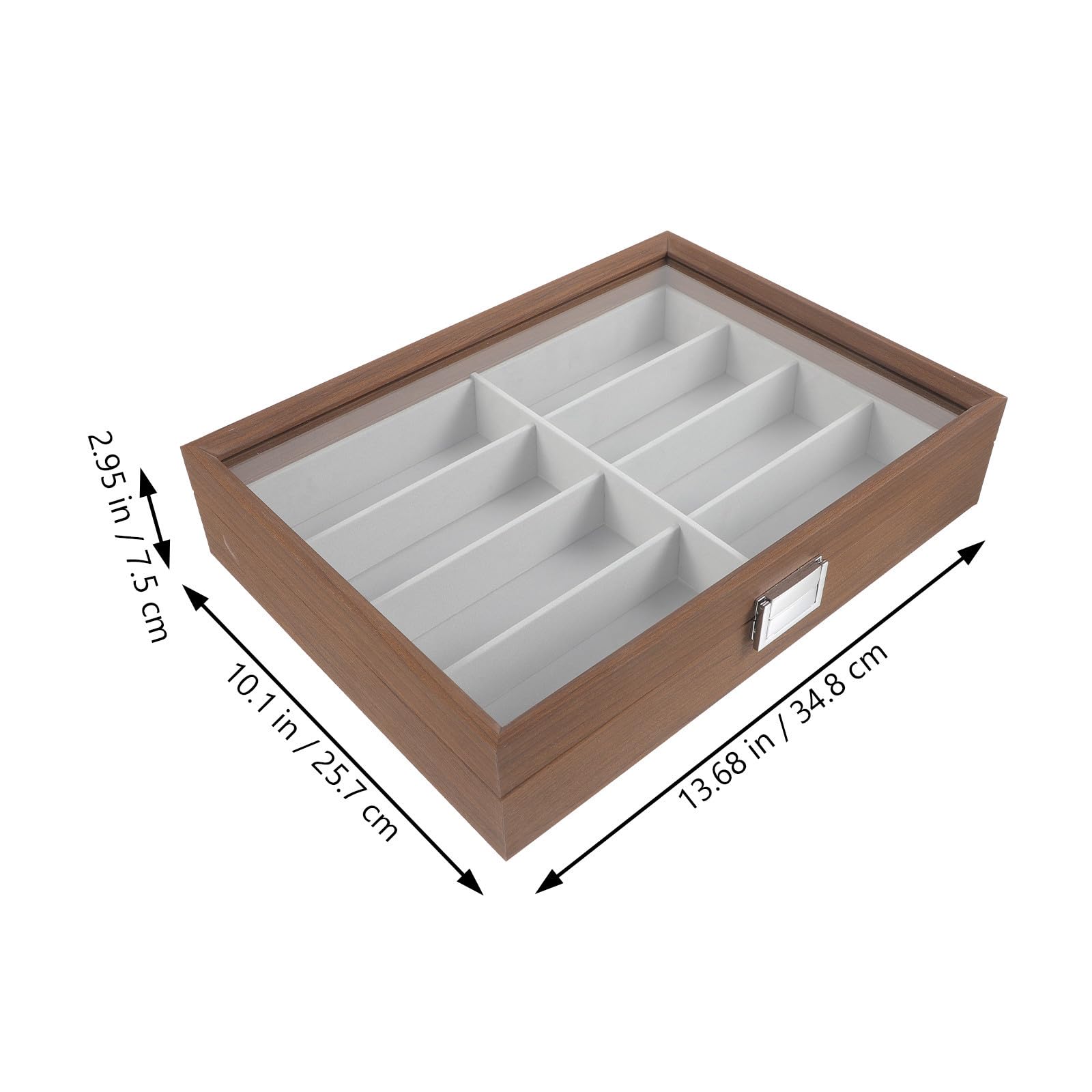 VILLCASE Scatola Porta Occhiali Contenitore Occhiali Trasparenti in Legno 8 Scomparti e Feltro Interno e Protezione Antigraffio per Vacanze Estive da Scrivania