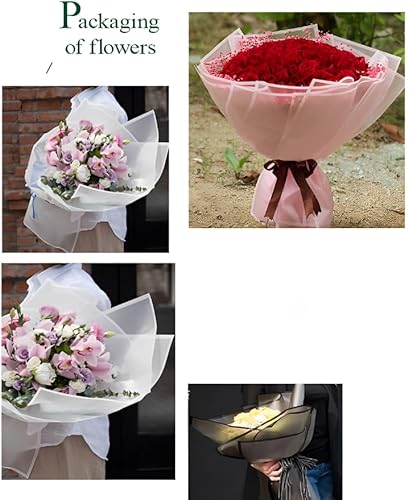 Miniatura 4 de 20 piezas de papel de regalo de flores con borde negro, impermeable, para ramo de flores de 23 x 23 pulgadas, suministros de floristería coreana,