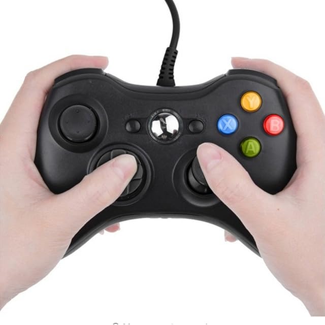 Finera Wired Controller USB Cable Gamepads Compatible with Xbox 360, Window 7/8/10(Black)