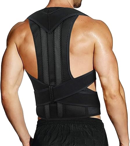 Back Brace Corrector for Men and Women Adjustable Full Back Support Brace Plus Size Lower & Upper Back Pain Relief Shoulder Neck Clavicle Lumbar