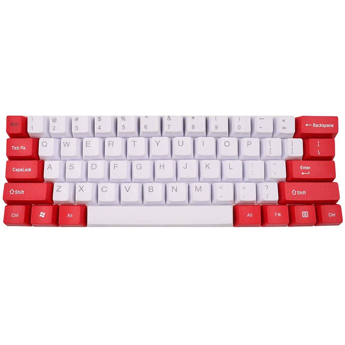 61keys ANSI Layout OEM Profile keycaps PBT Key Cap for Switches Gaming Mechanical Keyboard White+Red Color
