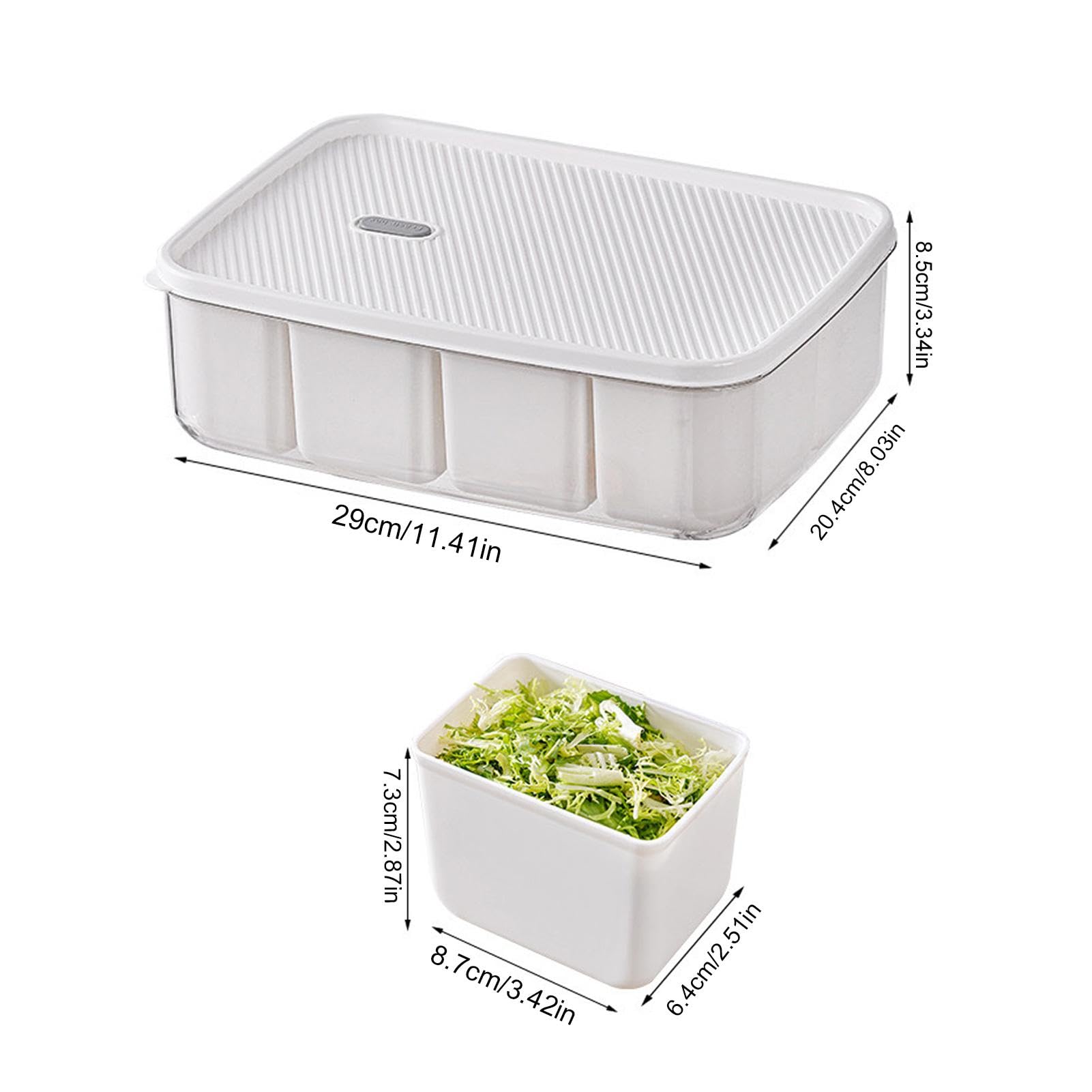 Vassoio Portavivande Con 8 Scomparti E Cestelli Scolafrutta: 29x19x8 Cm, Plastica Alimentare Trasparente - 3