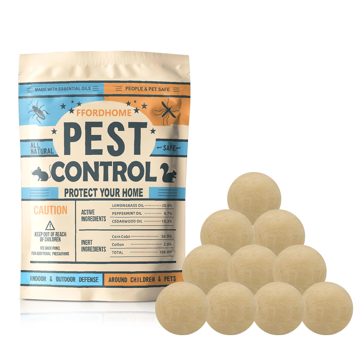 Pest Repellent ， Moth Balls for Outdoor use， Keep Pest Away Repel Mice and Rats, Roach, Ant, Spider, Mosquito & Moth（8BALLS）