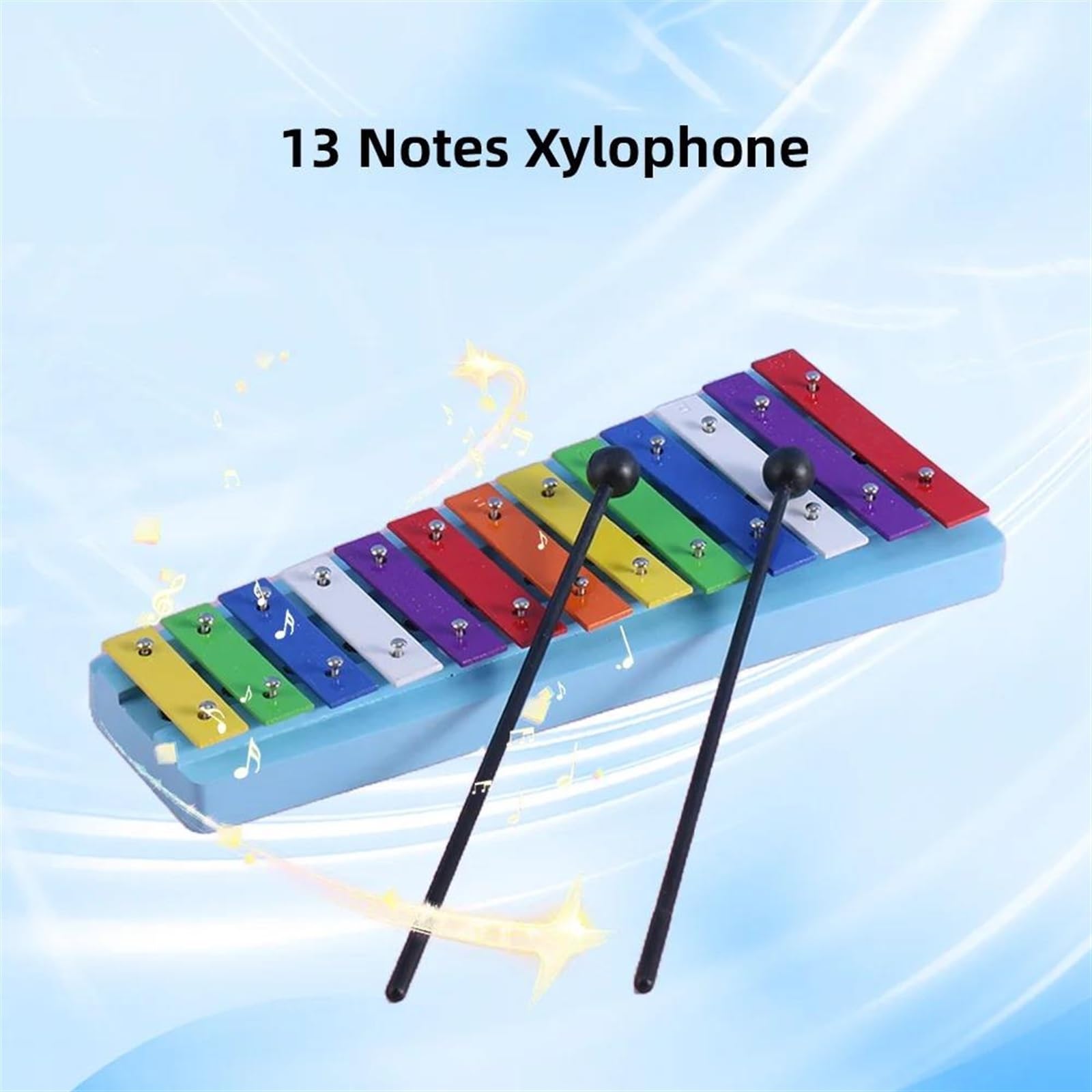 Xilófono De 13 Notas Teclas Metálicas Coloridas Ritmo De Percusión Instrumento Musical Portátil Para Estudiantes Principiantes