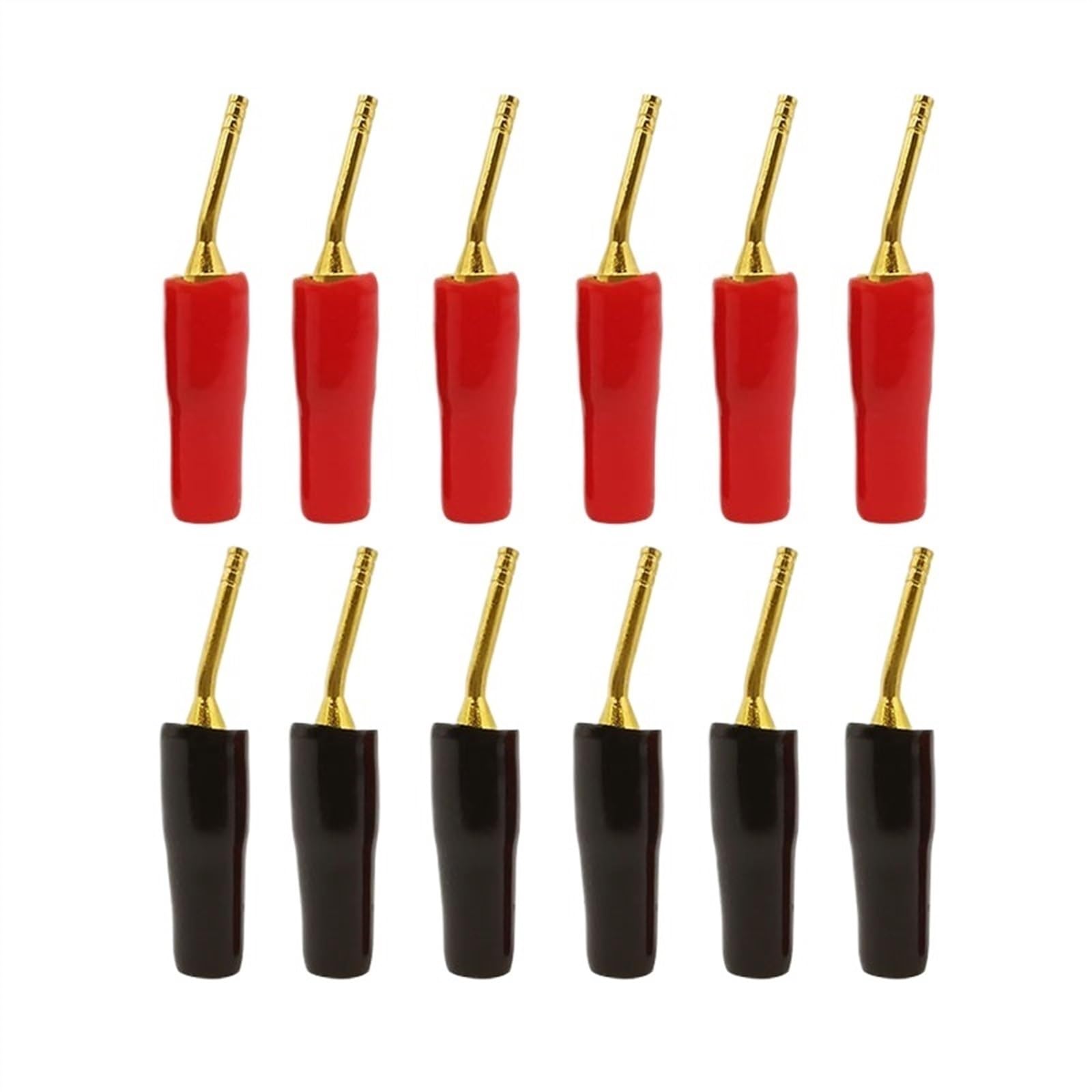 Petite fiche Banane plaquée Or de 2mm, 12 pièces/lot, Broche incurvée, fiches de Haut-Parleur Audio, Verrouillage à vis, Terminal de câblage, connecteur Banane