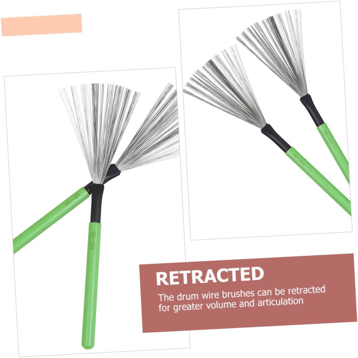 UPKOCH 2pcs Portable Drum Brushes Wooden Handle Steel Wire Percussion Brushes for Jazz Drums Compact Design for Easy Storage Green