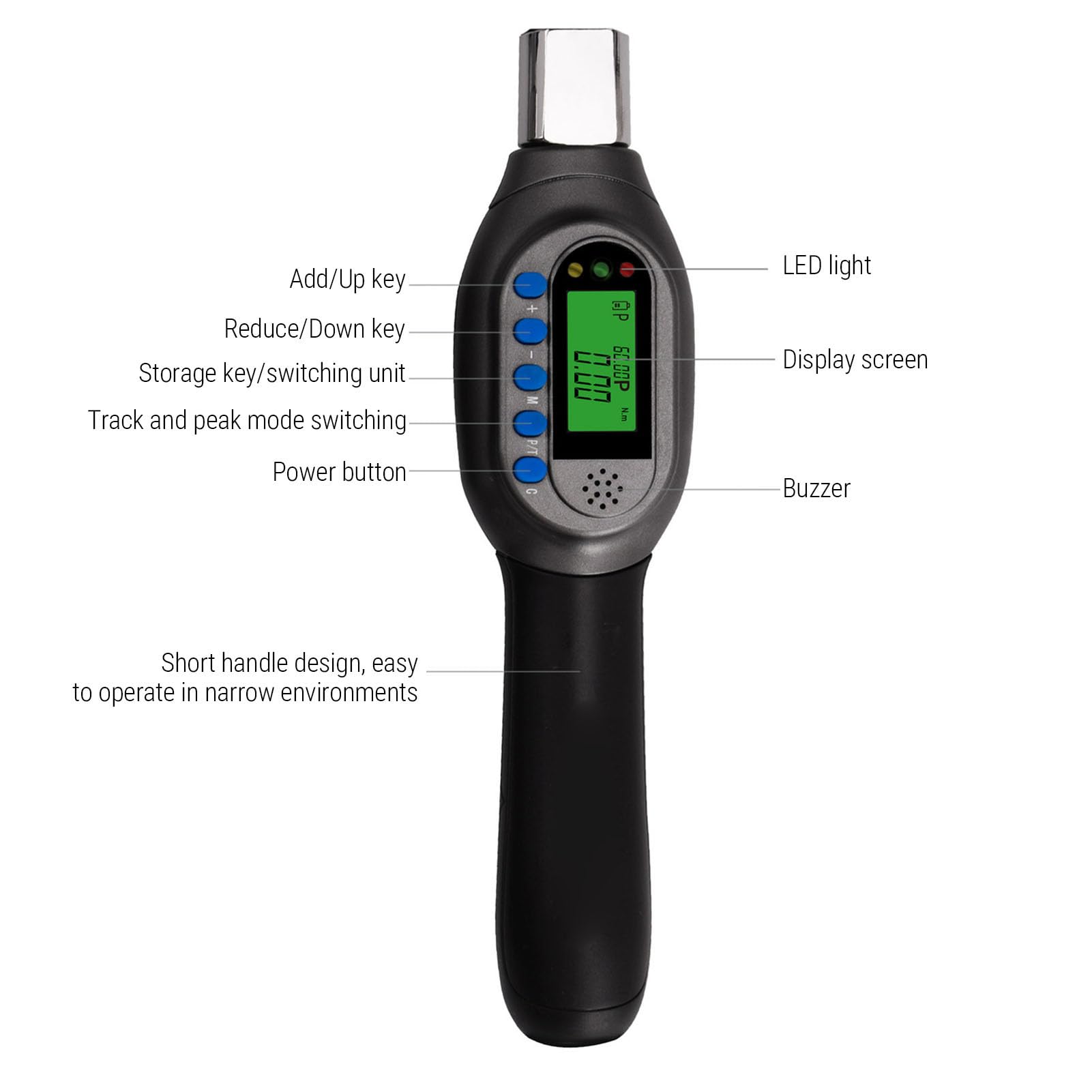 Akozon Llave Dinamométrica Digital Electrónica de 3/8 pulg. con Precisión