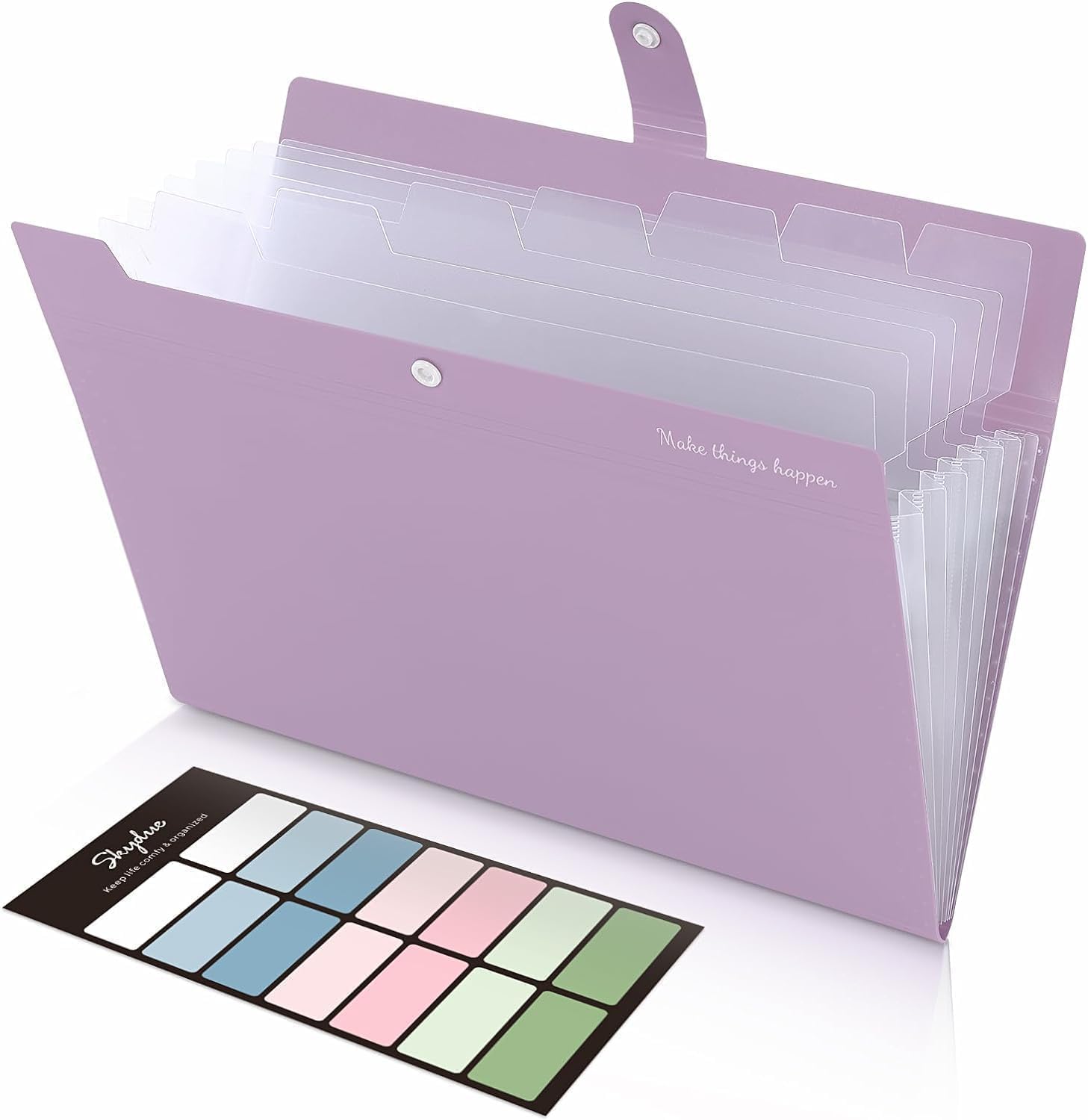 SKYDUE Folders for Paperwork A4, Expanding File Folder with 8 Pockets, Pastel Folders, Paperwork File Organiser, Folder Organiser for Documents, Bills, Invoices(TaroPurple) — image 1