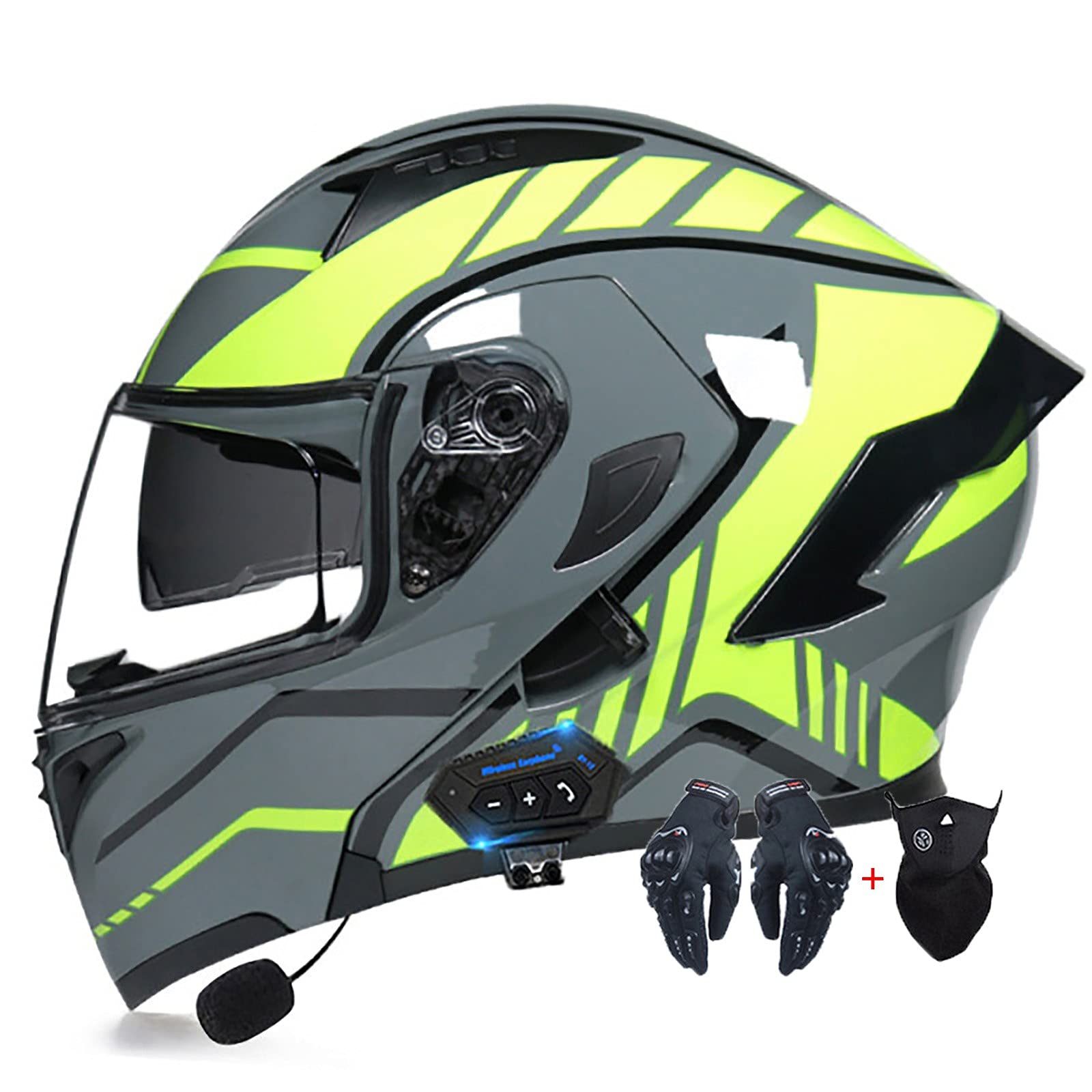 Modulaire Motorhelm Full Face Motorhelm met Flip up Dual Vizier DOT/ECE Goedgekeurde pakken Man en Vrouw Motocross Off Road Helm,Black 3,XXL