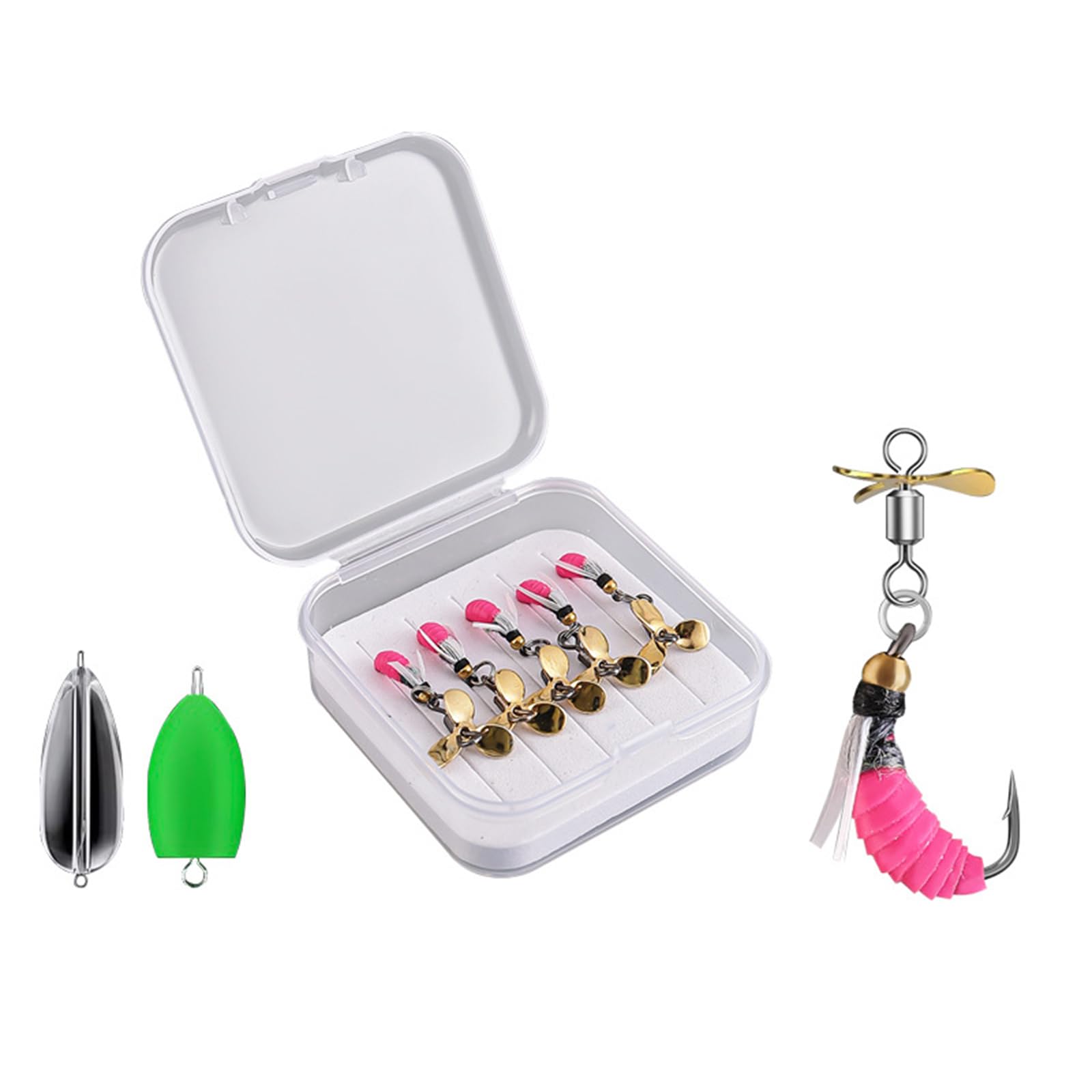 XuQiZZpp 5Pcs Fly Fishing Lures With Double Hook Artificial Baits Fishing Fish Lures