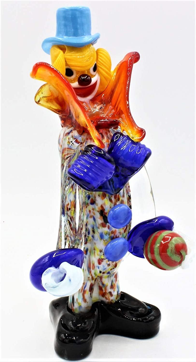Vinciprova Le Gemme Di Venezia Vibrant/Colorful Murano Glass Clown H12cm Made In Italy F450 With Ball