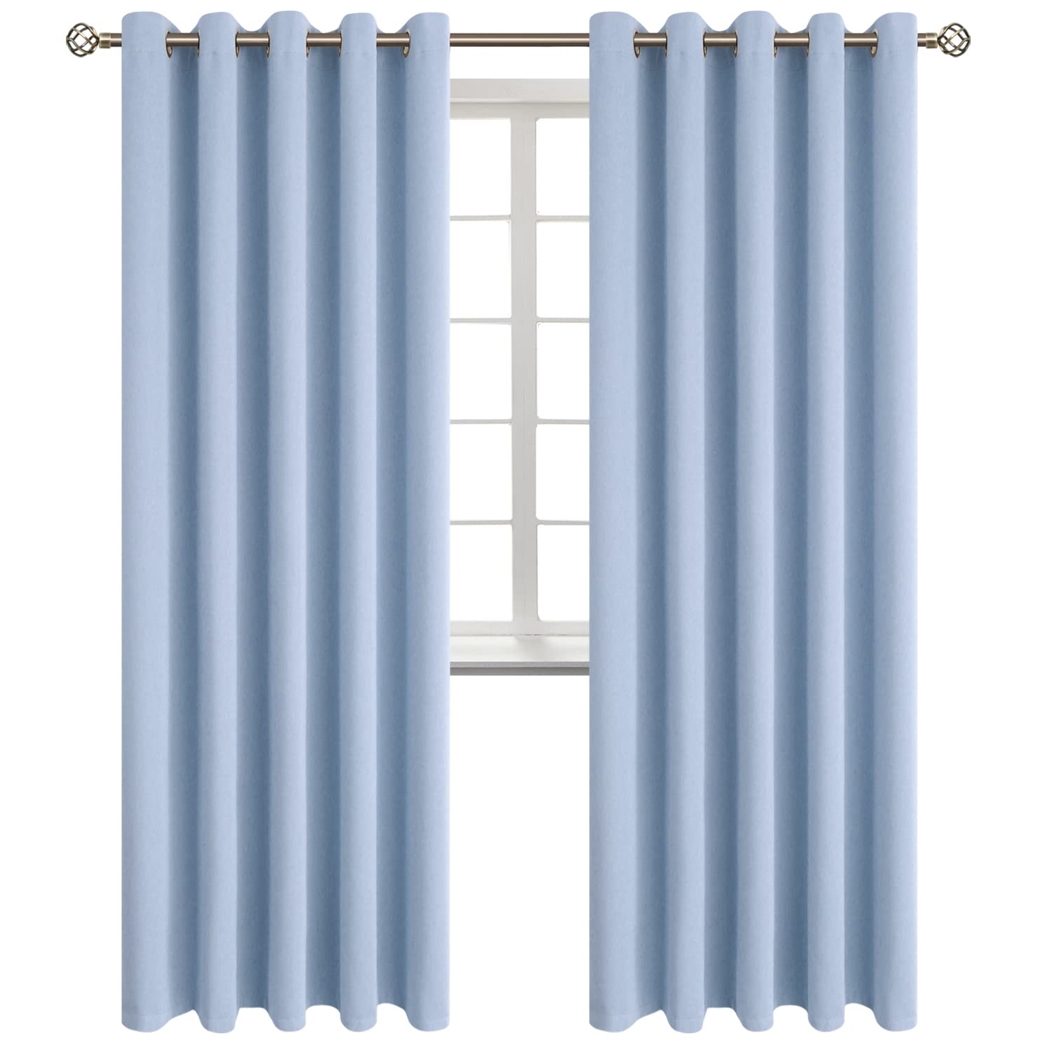 BGment Spa Blue Room Darkening Curtains 84 Inch for Living Room - 2 Panels