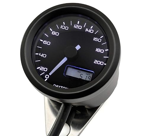 Daytona Motorcycle Speedometer Gauge Digital MPH 48mm Compact for Cafe Racer Harley and More 200MPH