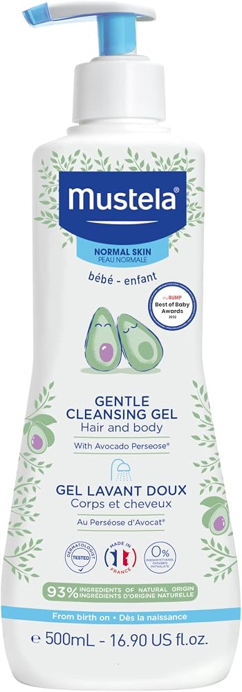 Mustela Gentle Cleansing Gel - Baby Wash for Delicate Skin and Hair - Newborn-Safe Cleanser - Made with with Natural Avocado Perseose - 1 or 2-Pack - Various Sizes