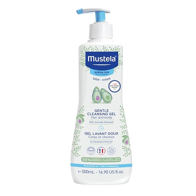 Mustela Baby Gentle Cleansing Gel - Baby Hair Body Wash - with Natural Avocado fortified with Vitamin B5