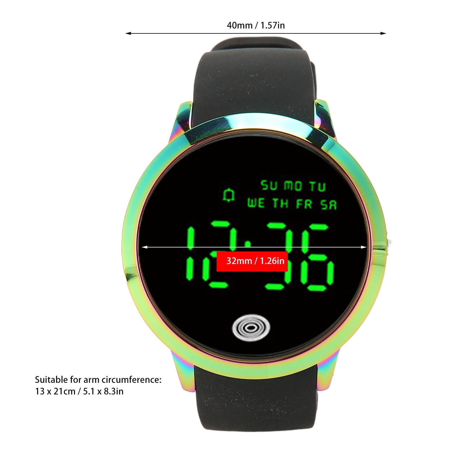 Orologio Digitale da Uomo, Orologio Sportivo Ultra Sottile Retroilluminato con Allarme Data Conto alla Rovescia Allarme Touch Screen a Colori Rotondo 50M Resistente