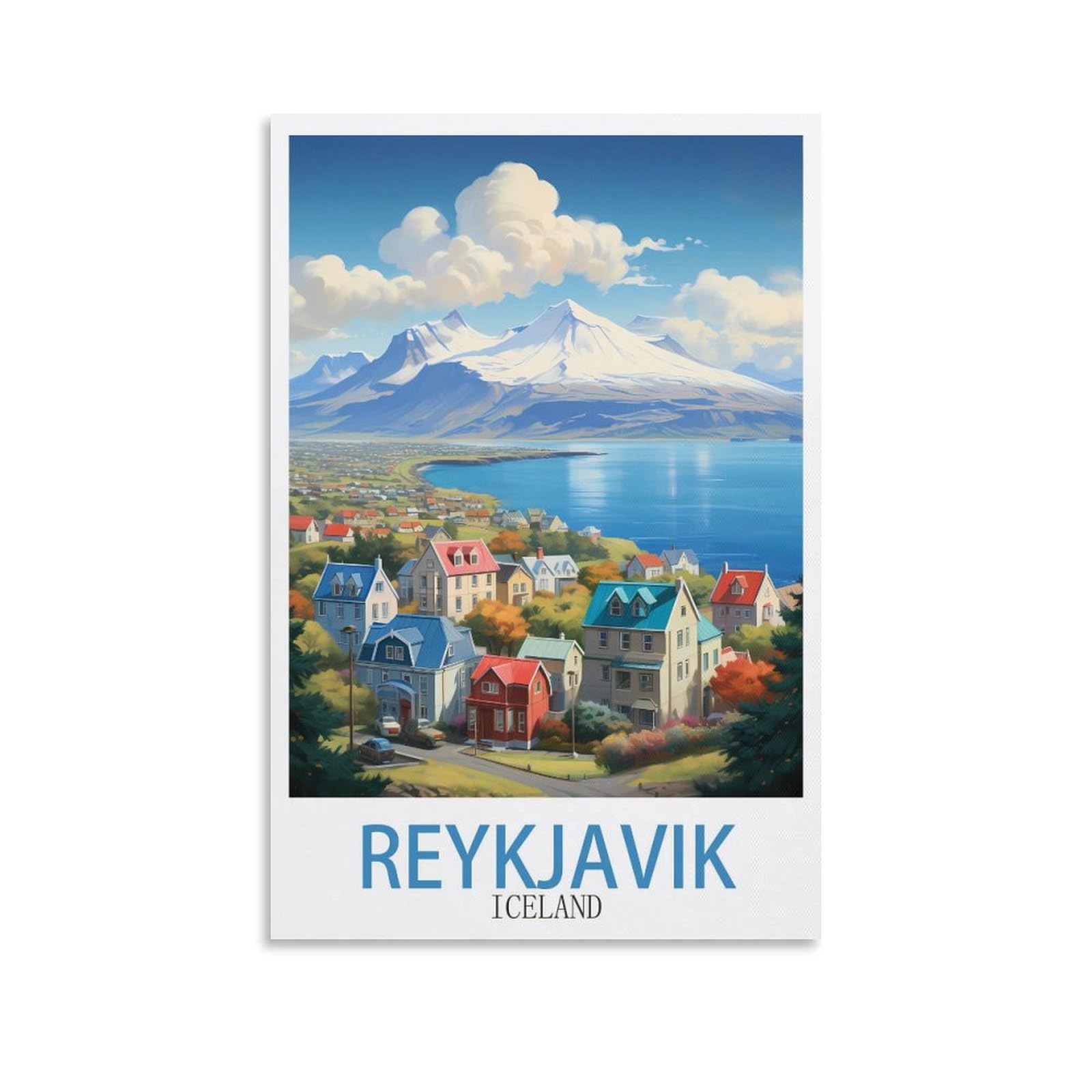 ZBBGGOZ Reykjavik Iceland Vintage Travel Posters 08x12inch(20x30cm) Canvas Wall Posters And Art Picture Print Modern Family Bedroom Decor