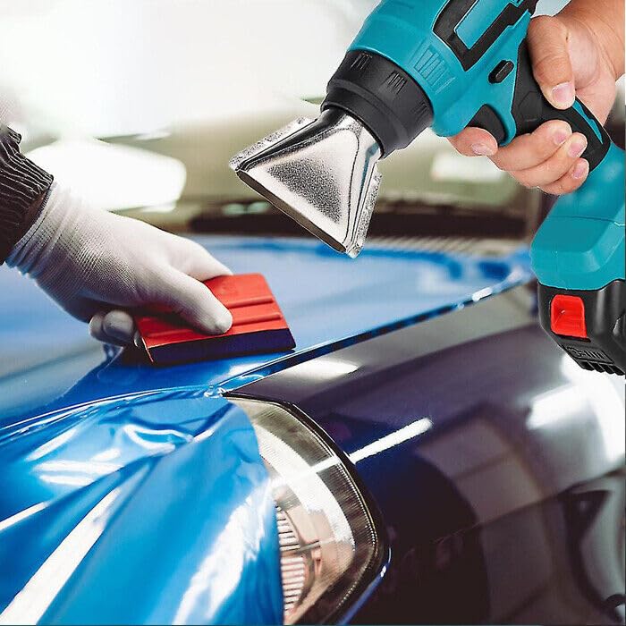 Pistola Termica ad Aria Calda Professionale, Pistola Termica con Doppia Batteria 48V, 2 Temperatura 350°/550°C, con Protezione da Sovraccarico e Blocco di Sicurezza, 3 Ugelli + Guanti Omaggio