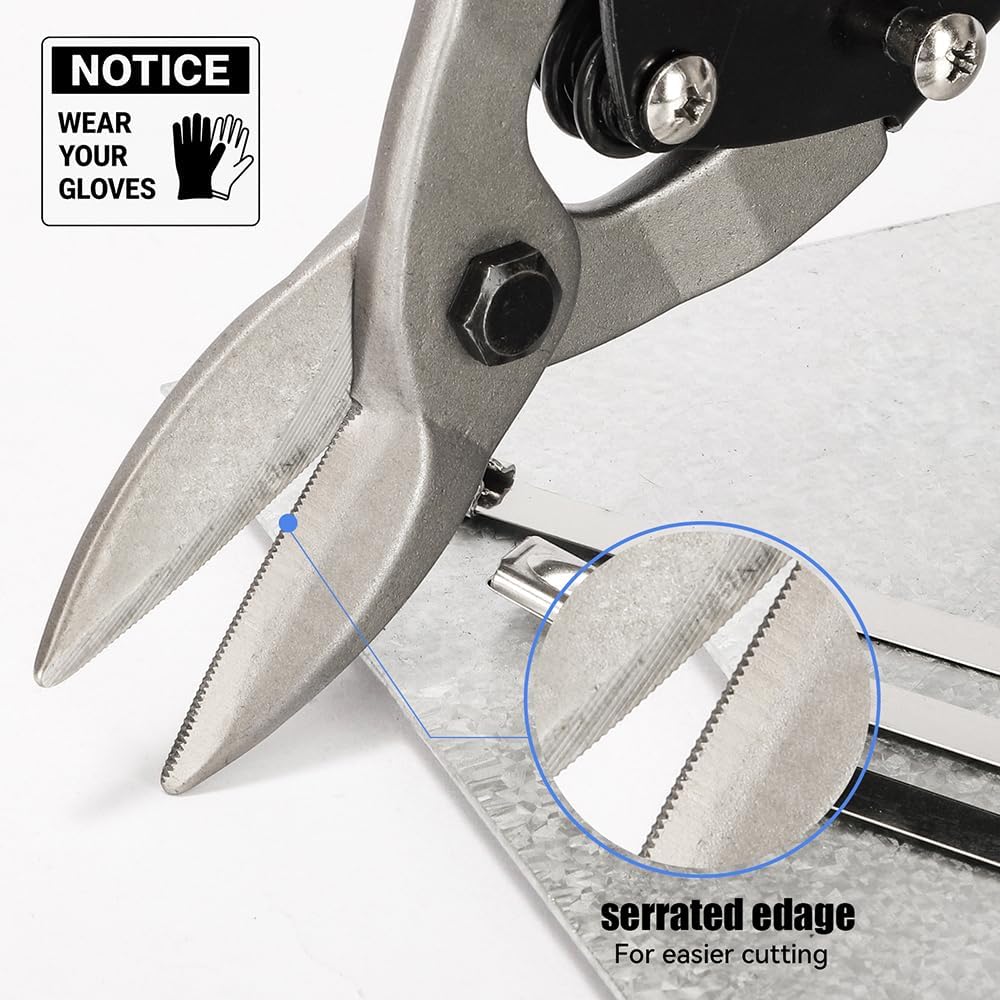 Metal Cutter Heavy Duty Aviation Tin Snips Shears for Cutting Sheet Metal, Straight Cut 10 Inch, Chrome Vanadium Steel