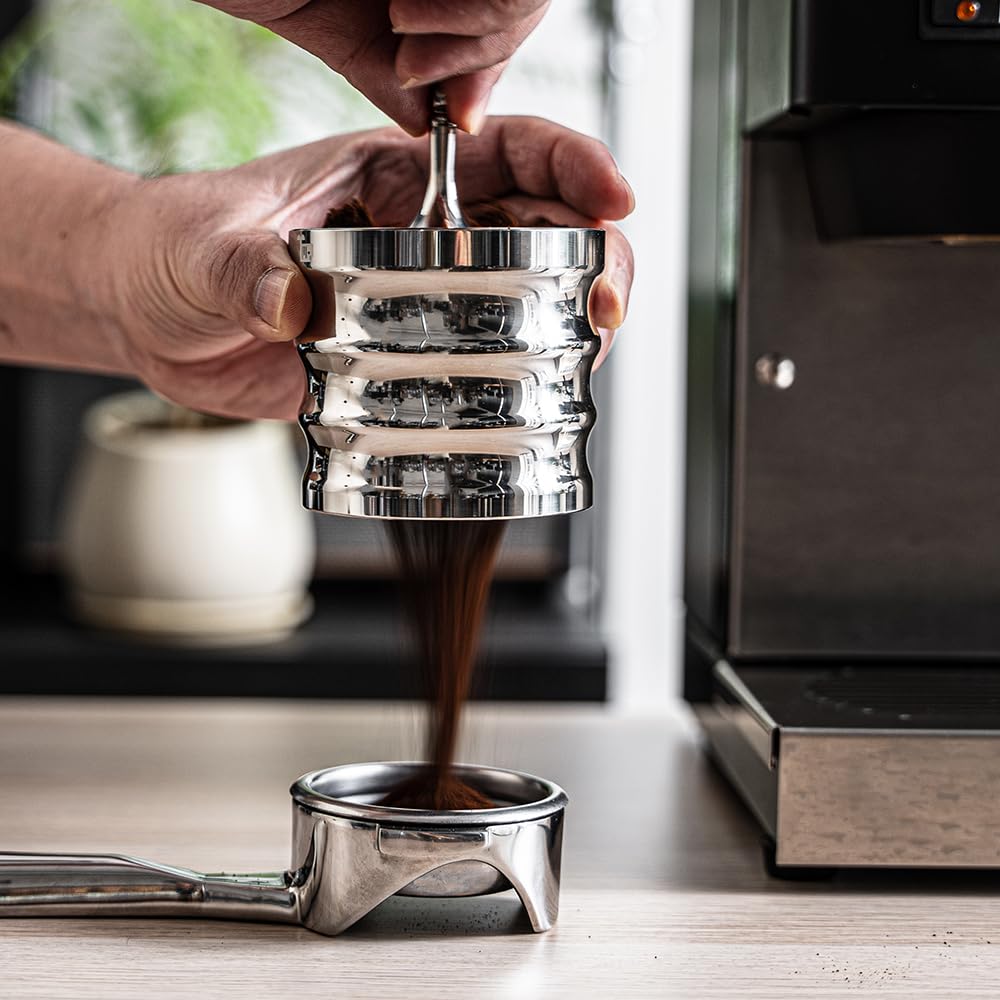 CafeSing COD Espresso Powder Container, All Stainless Steel, Manual Shaker, Coffee Dosing Receiver, Fits 58mm Portafilter Basket