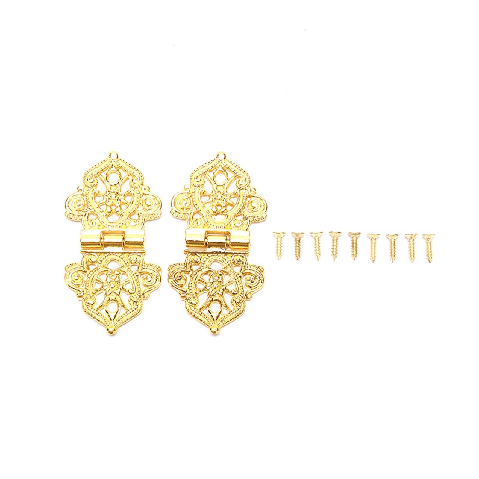 Nvsfzgiyg Bronze 2Pcs/Set Vintage Alloy Hollow Flower Hinge 24 * 54Mm Furniture Hardware(Bronze)