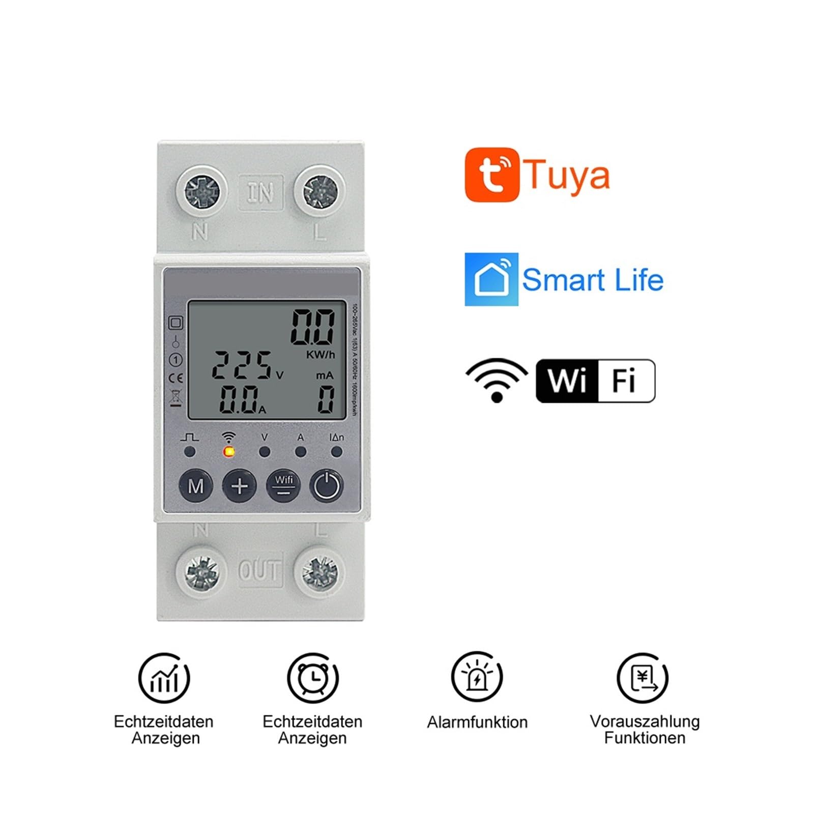 Tuya Din Rail WiFi Compteur D'énergie Intelligent 60A 63A Minuterie Consommation D'énergie Kwh Mètre Monophasé Prise en Charge Smartlife App Surveillance de la consommation d'énergie