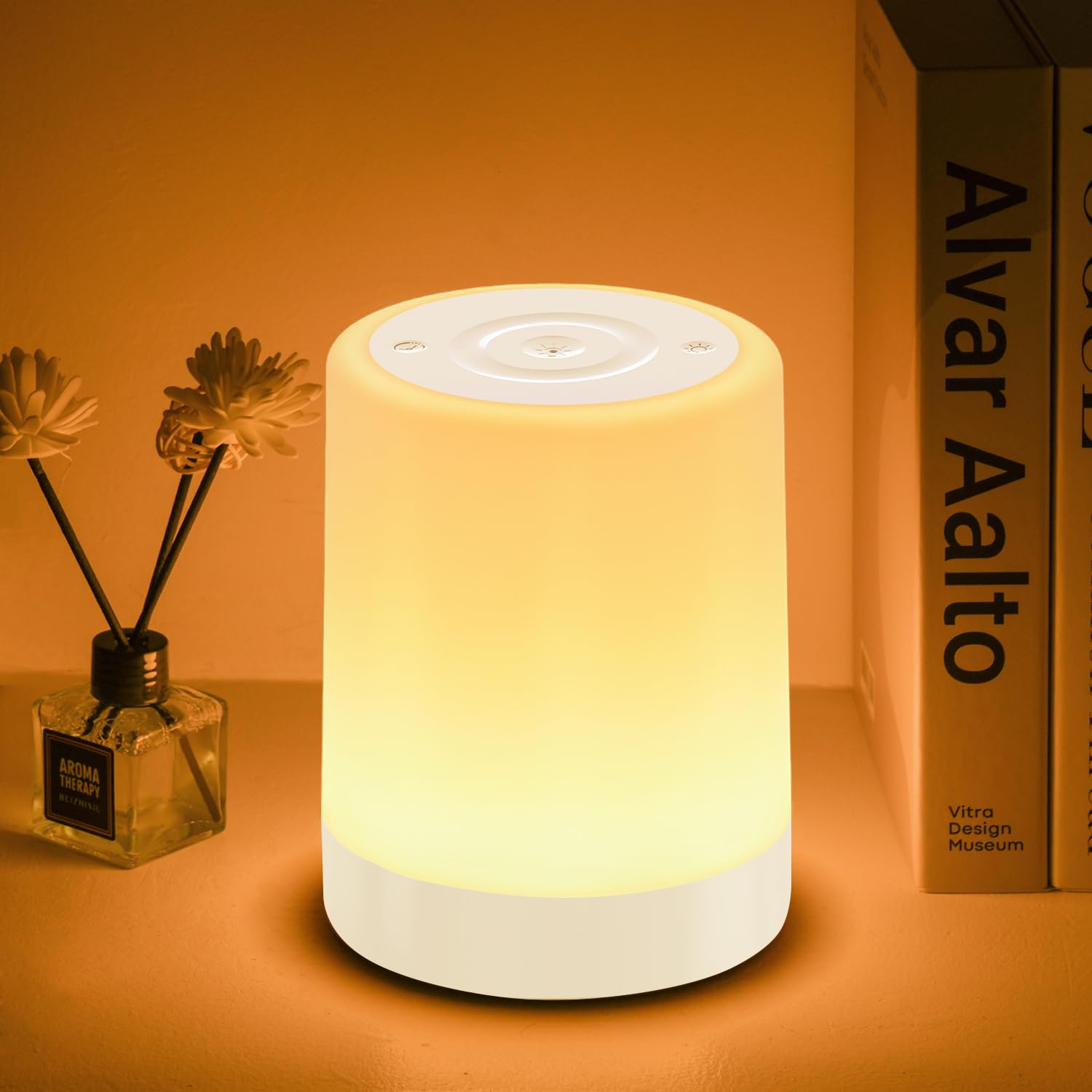 Auxmir Lampada da Comodino LED Touch, Abat Jour Senza Fili Bambini, Bianco | Luce Notturna, 3000mAh Batteria USB-C, 256 RGB, 5 Modalità, Dimmerabile, Timer, da Tavolo, Allattamento, per Camera da letto