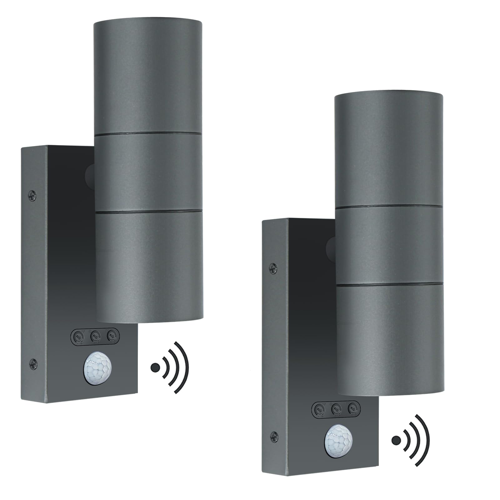 Kerry Grey Outdoor Lights With Sensor, Mains Powered, Ip65, Up And Down, 2 Pack