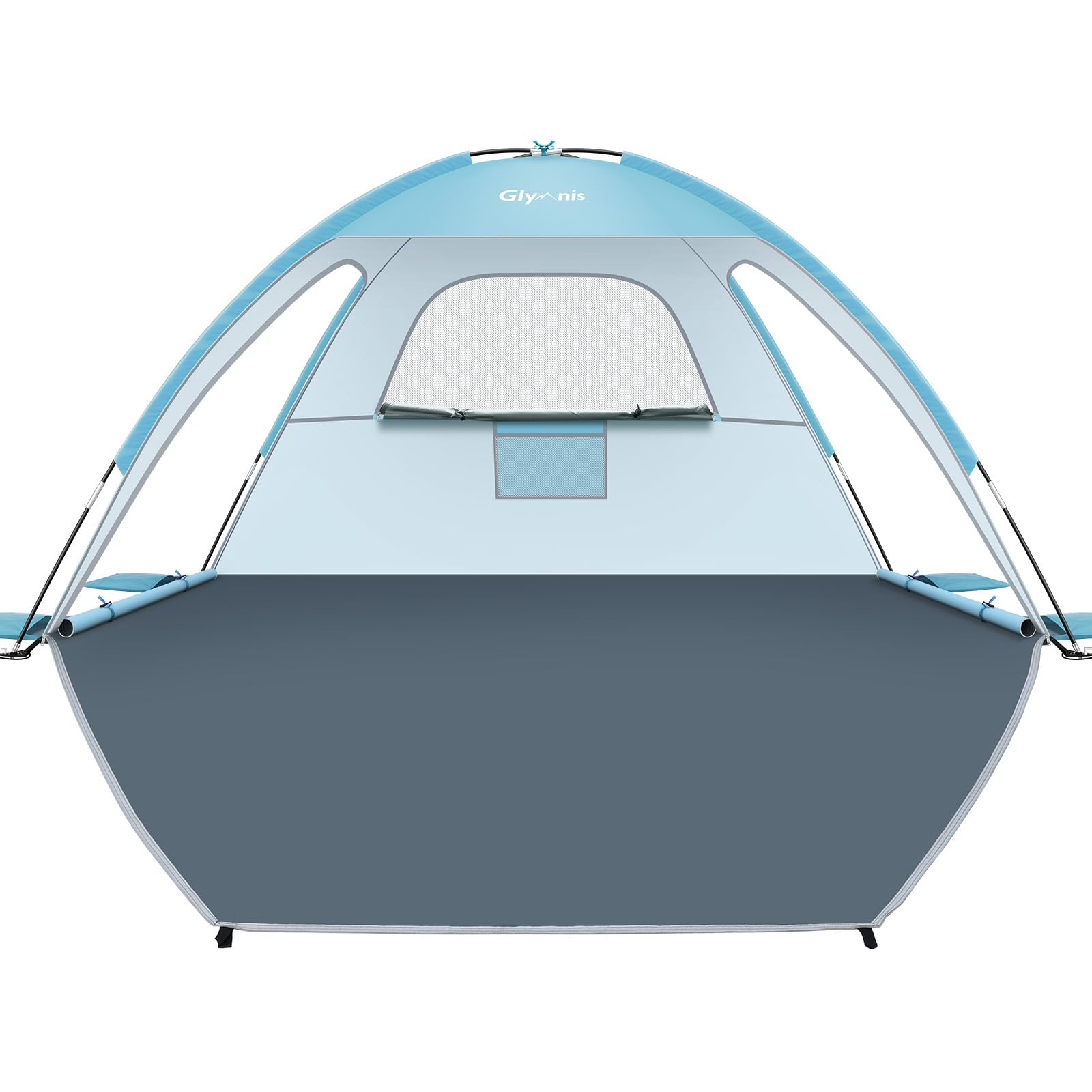 Glymnis Beach Tent Sun Shelter for 3 Person with UPF 50+ UV Protection, Lightweight & Easy Setup Beach Shade Canopy with Vent Windows & Zippered Door