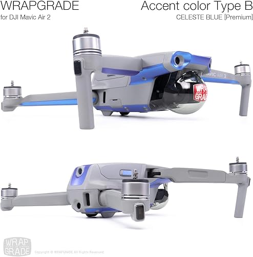 Miniatura 3 de Wrapgrade Skin Compatible con DJI Mavic Air 2  Accent Color B (Celeste Blue)