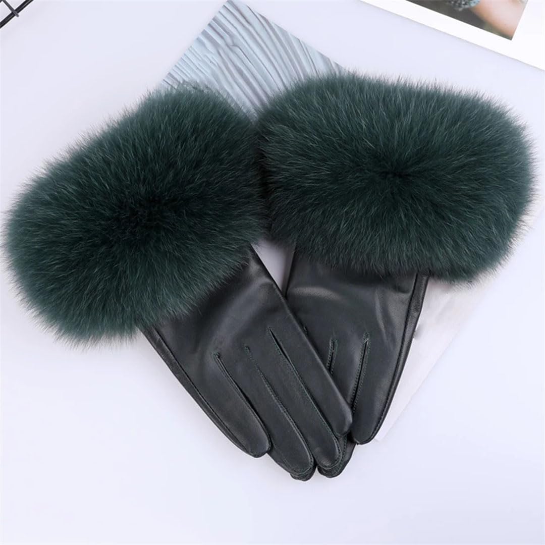 Guanti da donna in pelle di pecora guanti da polso in pelle guanti invernali caldi guanti in pelle