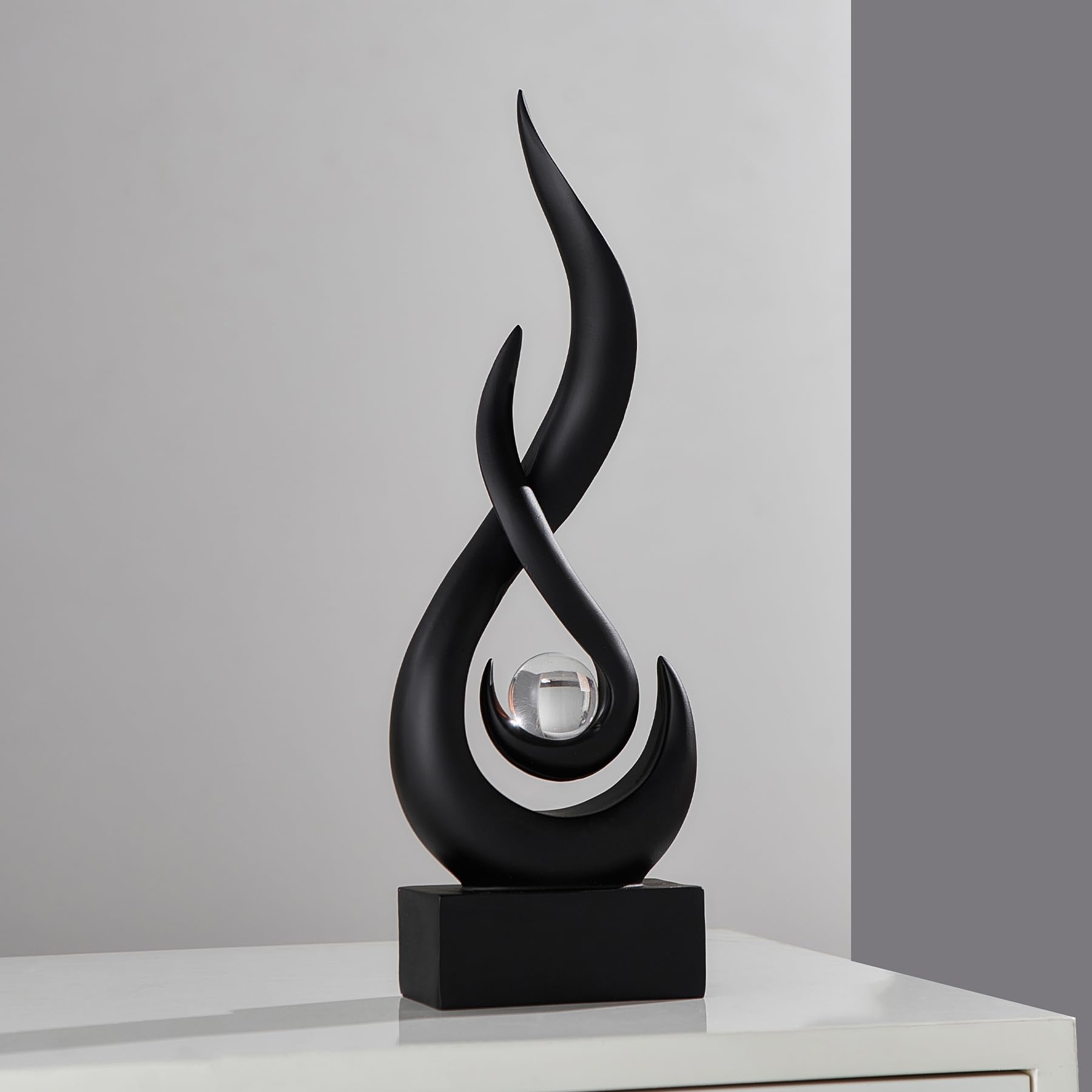 置物 flame Amazon.com: FJS Black Decor Modern Flame Statue Home