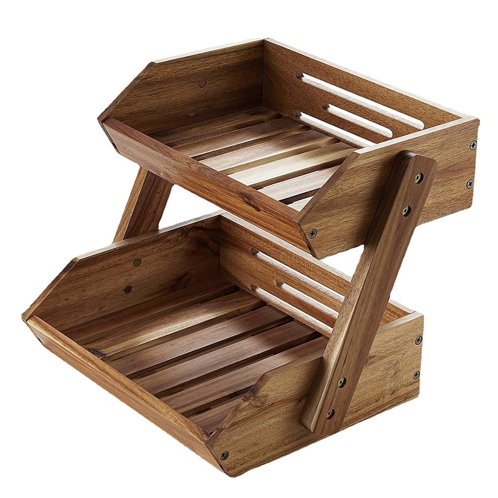 Frutero de madera para encimera ideal para organizar desayunos, panes y aperitivos en familia