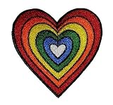 Heart Rainbow Hippie Retro Design DIY Applique Embroidered Sew Iron on Patch H-01