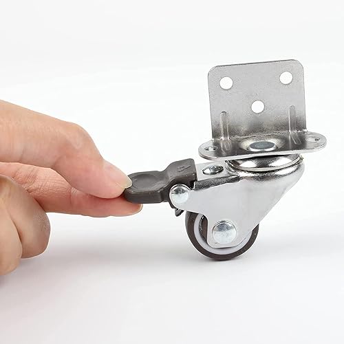 Miniatura 6 de HOWDIA Ruedas giratorias de 1 pulgada con freno, soporte en L, montaje lateral, goma TPR, reemplazo de muebles pequeños, ruedas silenciosas de
