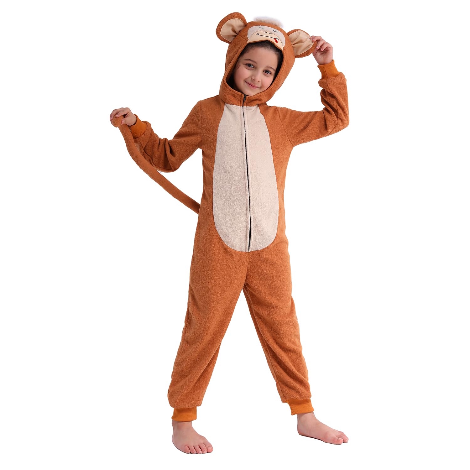 Webeasy Kids Animal Onesie for Kids Onesie Costume Tiger Monkey Lion Cheetah Animal Dress Up Costumes 8-10 Years โ image 1