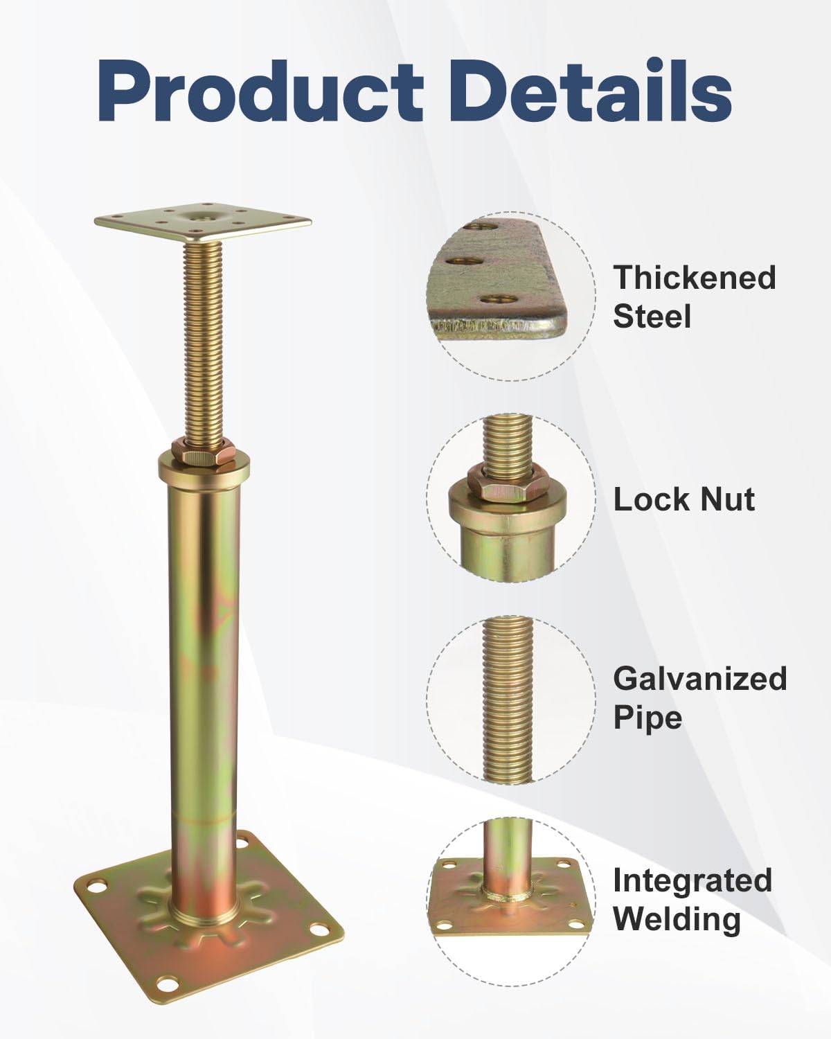 4 Pack House Floor Jacks for Leveling, Adjustable Basement Floor Jack 11.8" to 16" Height Range, 11000 lbs Max Height Capacity, Telescoping Screw Jacks Foundation Jack for Temporary Support