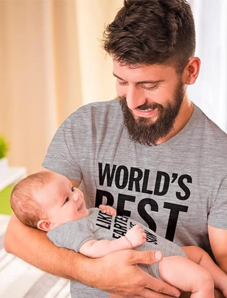 Tstars Like Farter Like Son Dad and Baby Matching Outfits | New Dads Gifts Father's Day Shirt and Infant Bodysuit Dad Gray X-Large/Son Gray Newborn (0-3M)